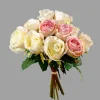 A Dozen Cream and Pink Roses Bouquet