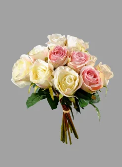 A Dozen Cream and Pink Roses Bouquet