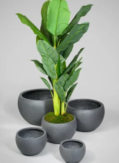 All Weather Light Weight Speckle Black Polyresin Planters