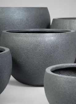 All Weather Light Weight Speckle Black Polyresin Planters