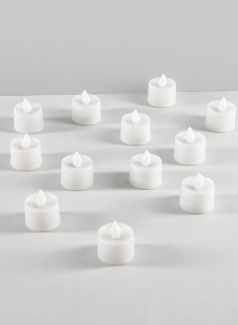 Amber LED Flickering Tea Light, Set of 12