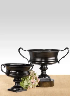 Antique Black Metal Urns
