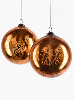 Antique Copper Glass Ornament Balls, Case of 8