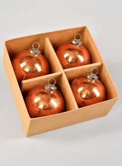 Antique Copper Glass Ornament Balls, Case of 8