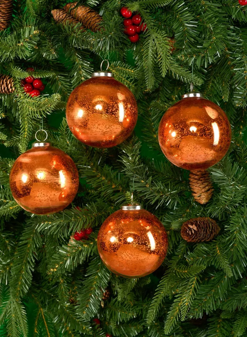 Antique Copper Glass Ornament Balls, Case of 8