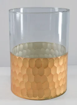Antique Gold, Behram Dual Tone Clear Hammered Glass Vase