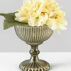 Antique Gold & Silver Glass Pedestal Flower Compote