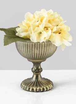 Antique Gold & Silver Glass Pedestal Flower Compote