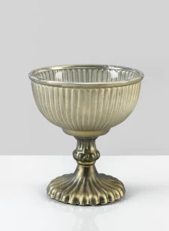 Antique Gold & Silver Glass Pedestal Flower Compote