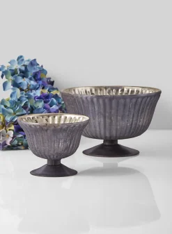 Antique Platinum Ribbed Catora Glass Bowls