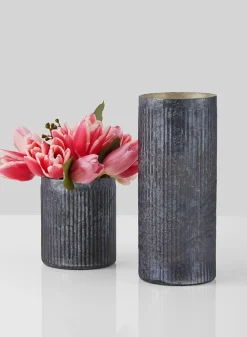 Antique Platinum Ribbed Glass Cylinder