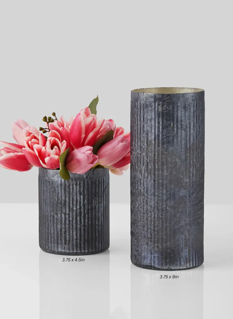 Antique Platinum Ribbed Glass Cylinder