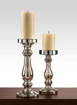 Antique Silver Glass Pillar Holders