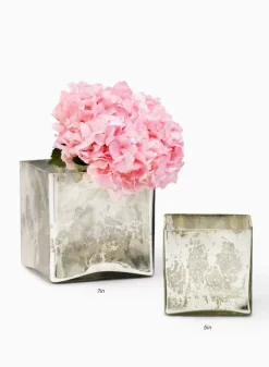 Antique Silver Glass Square Vases