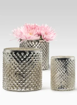 Antique Silver Hobnail Vases