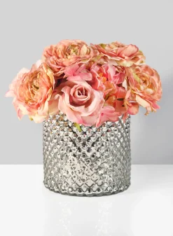 Antique Silver Hobnail Vases