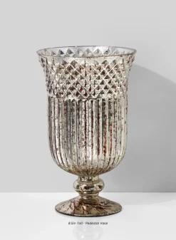 Antique Silver Mercury Glass Pedestal and Compote Vase