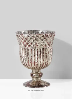 Antique Silver Mercury Glass Pedestal and Compote Vase