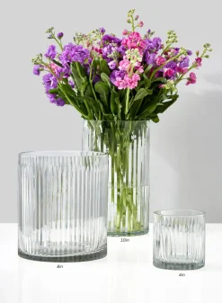 Arrow Stripe Etched Glass Vases