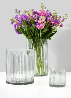 Arrow Stripe Etched Glass Vases