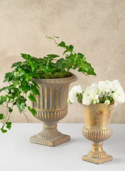 Avignon Antique Gold Leaf Cement Urn