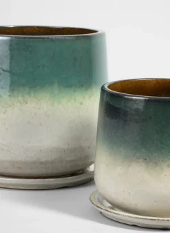 Banyan Running Jade Ceramic Pot with Saucer