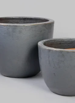 Belize Egg Clay & Ceramic Planter, Matte Black