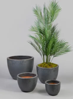 Belize Egg Clay & Ceramic Planter, Matte Black