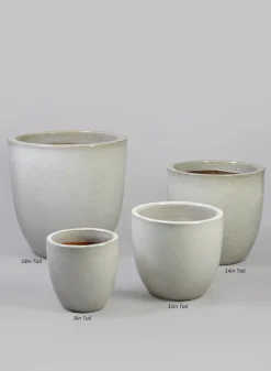 Belize Egg Clay & Ceramic Planter, Cloud White