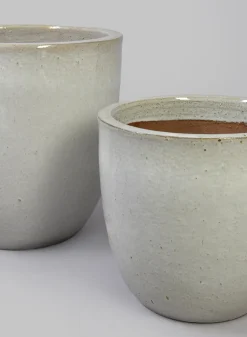 Belize Egg Clay & Ceramic Planter, Cloud White