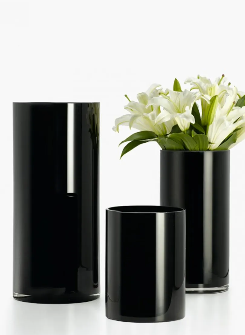 Black Glass Cylinder Vases