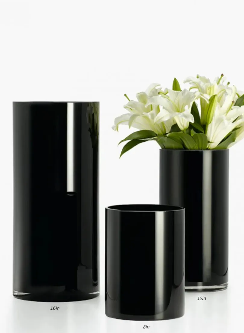 Black Glass Cylinder Vases