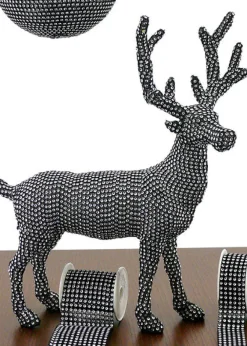 Black With Silver Diamond Bead Balls, Deer & Ribbon