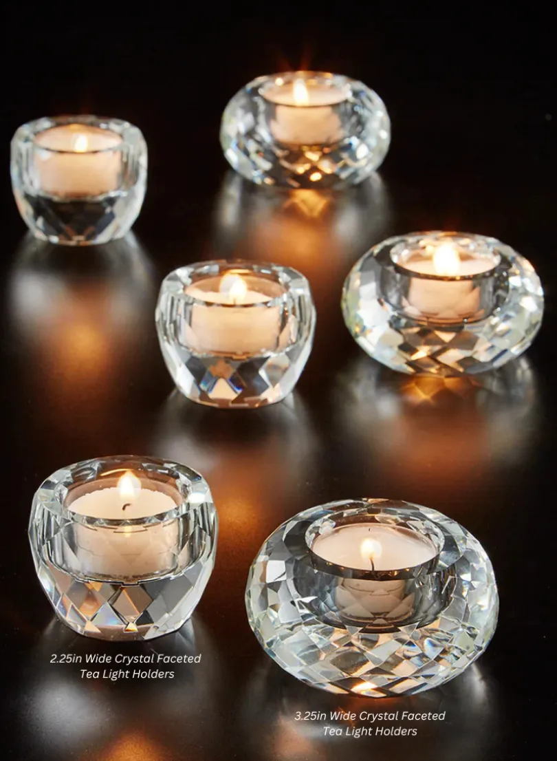 Crystal Faceted Tea Light Glass Holders