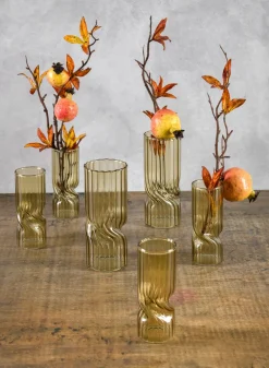 Cuddle Olive Glass Vase, Set of 4