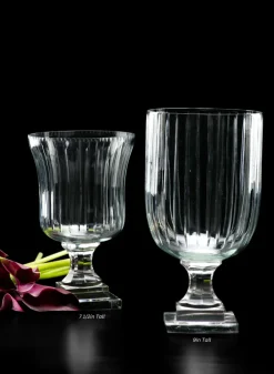 Cut Glass Line Pedestal Vases
