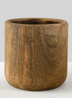 Dark Walnut Finish Paulownia Wood Cache Pot