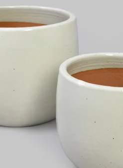 Deck Clay & Ceramic Planters, Yucatan White
