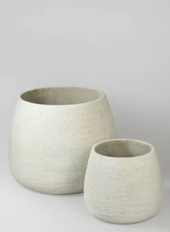 Essaouira Fiber Cement Bell Pot, Rustic White