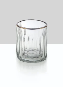 Etched Glass Votive Holders With Gold Rims