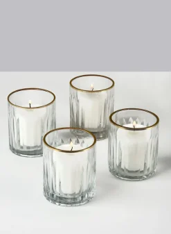 Etched Glass Votive Holders With Gold Rims