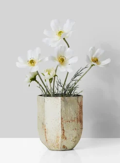 Faceted Pearl & Rust Glass Vase