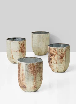 Faceted Pearl & Rust Glass Vase