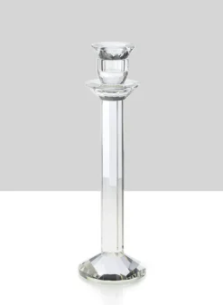 Faceted Stem Crystal Glass Candlesticks
