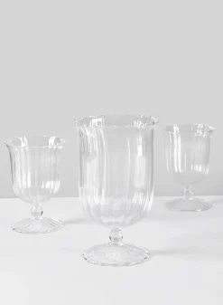 Fluted Designer Glass Urns, Set of 3