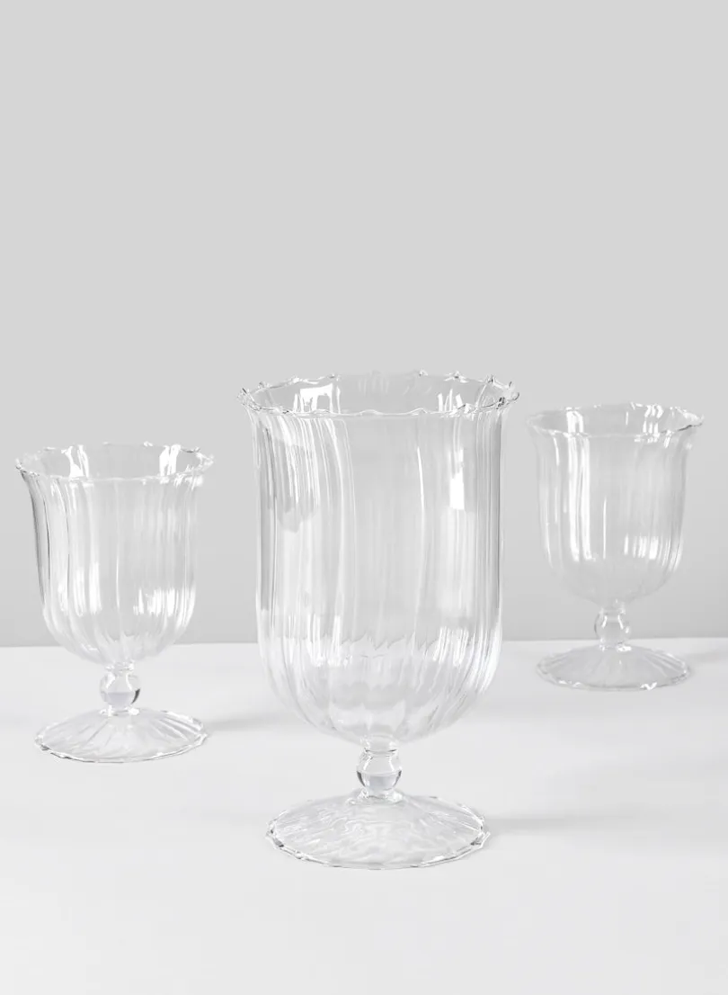 Fluted Designer Glass Urns, Set of 3