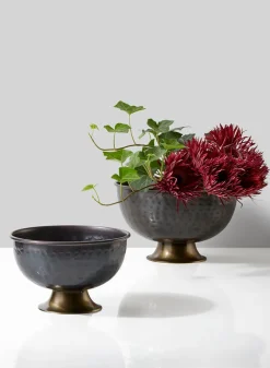 Footed Hammered Copper Bowls