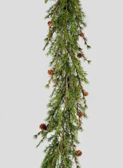 5ft Cypress Garland with Pine Cones