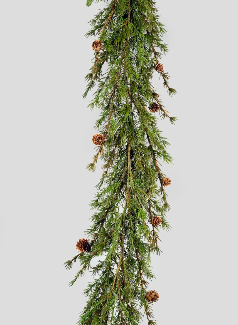 5ft Cypress Garland with Pine Cones