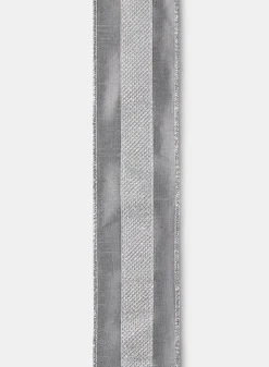 15ft Glitter Stripe Silver Dupioni Ribbon